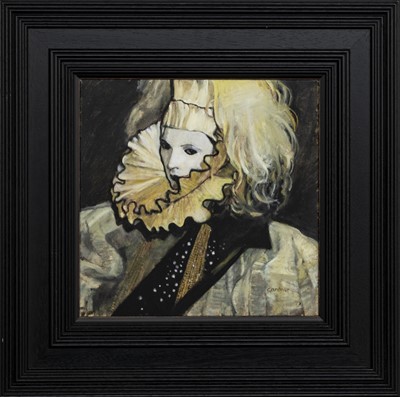 Lot 282 - CARNIVAL OF VENICE, DECORATIVE COLLAR, AN OIL BY SANDIE GARDNER