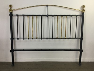 Lot 742 - A LARGE VICTORIAN CAST IRON AND BRASS BEDSTEAD