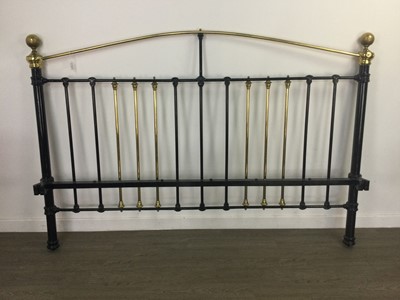 Lot 742 - A LARGE VICTORIAN CAST IRON AND BRASS BEDSTEAD