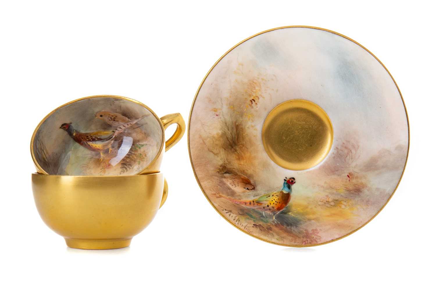 Lot 389 - A ROYAL WORCESTER COFFEE SET BY JAMES STINTON