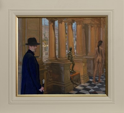 Lot 41 - A STROLL ROUND KELVINGROVE, AN OIL BY ANDREW FITZPATRICK