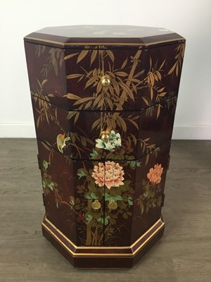 Lot 440 - A LACQUERED OCTAGONAL CHEST