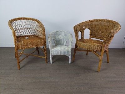 Lot 461 - A LOT OF TWO WICKER ARMCHAIRS AND A CHILD'S CHAIR