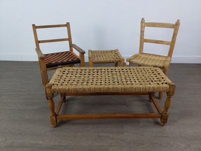 Lot 456 - A LOT OF TWO STRING TOP FOOTSTOOLS AND TWO CHILD'S CHAIRS