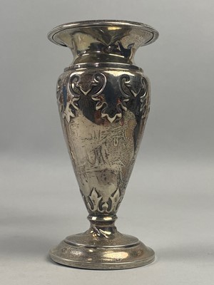 Lot 140 - A  PAIR OF SILVER VASES ALONG WITH ANOTHER