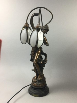 Lot 65 - A TIFFANY STYLE TABLE LAMP AND ANOTHER LAMP