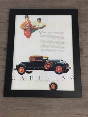 Lot 46 - A PRINT OF A CADILLAC ADVERTISING POSTER AND OTHERS