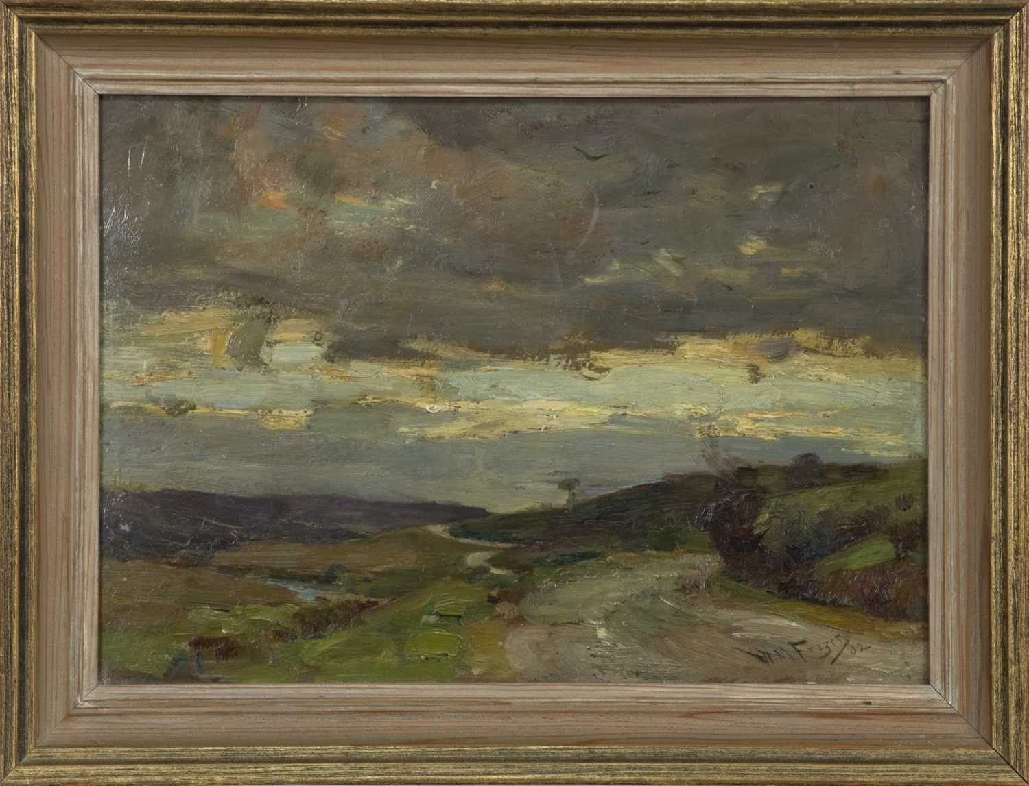 Lot 290 - STORMY SKIES, AN OIL BY WILLIAM MILLER FRAZER