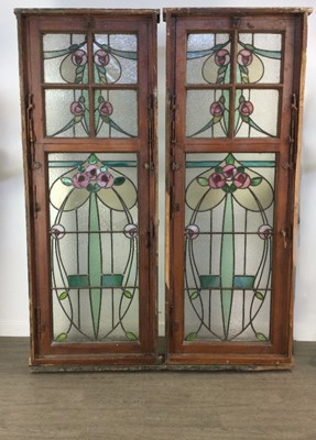 Lot 397 - PAIR OF GLASGOW SCHOOL STAINED AND LEADED GLASS WINDOWS