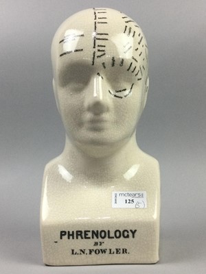 Lot 125 - A REPRODUCTIUON PHRENOLOGY BUST AND FOUR POMANDERS