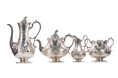 Lot 163 - A VICTORIAN THREE PIECE TEA SERVICE WITH MATCHING PLATED COFFEE POT