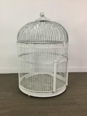 Lot 103 - A LARGE WHITE PAINTED BIRD CAGE