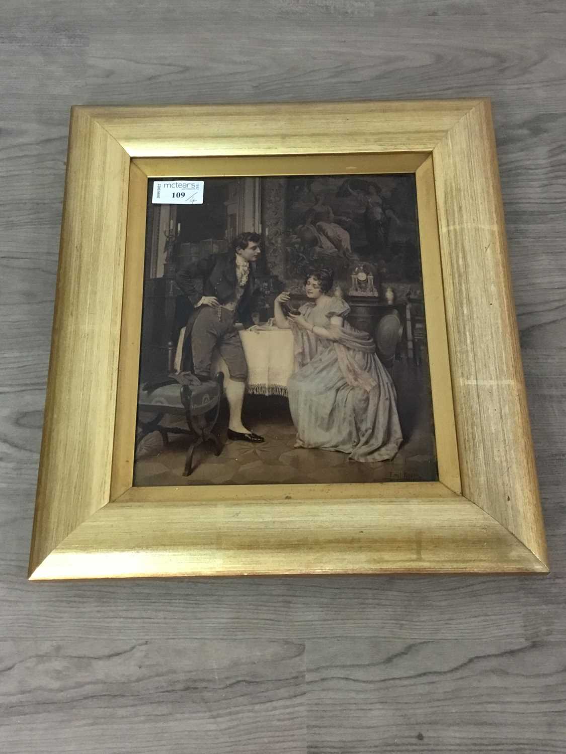 Lot 109 - A VICTORIAN CHRYSTOLEUM AND THREE PRINTS
