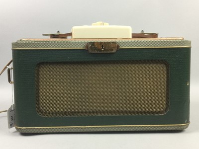 Lot 185 - A HACKER VINTAGE RADIO, A GECOPHONE AND A VINTAGE PROJECTOR