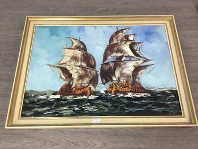 Lot 183 - A LOT OF TWO OIL PAINTINGS OF SEA VESSELS