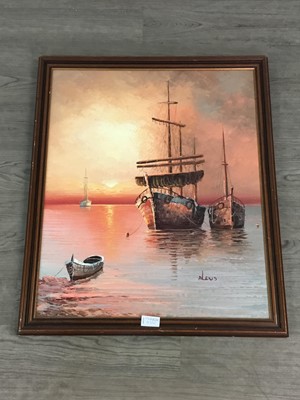 Lot 183 - A LOT OF TWO OIL PAINTINGS OF SEA VESSELS