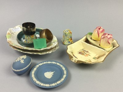 Lot 217 - A CARLTON WARE LEAF SHAPED DISH AND OTHER CERAMICS