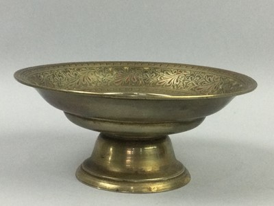 Lot 219 - AN INDIAN BRASS DISH AND OTHER METAL ITEMS