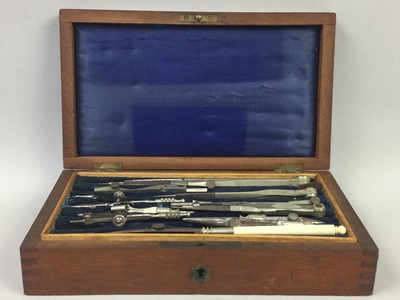 Lot 432 - A CASED SET OF DRAWING INSTRUMENTS AND OTHER OBJECTS