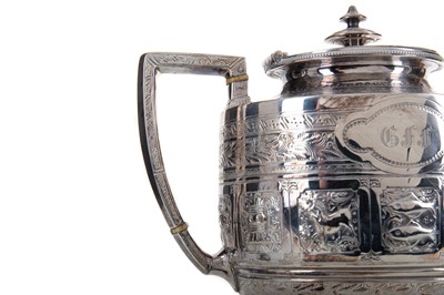 Lot 170 - A VICTORIAN SILVER 'ZODIAC' THREE PIECE TEA SERVICE