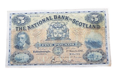Lot 2 - THE NATIONAL BANK OF SCOTLAND FIVE POUND NOTE DATED 1941
