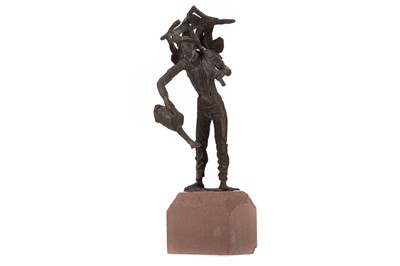 Lot 359 - A BRONZE SCULPTURE OF A MAN WITH WATERING CAN BY HERMAN KOZIOL