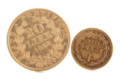 Lot 24 - TWO POPE PIUS IX (1846 - 1878) STATO PONTIFICIO GOLD COINS