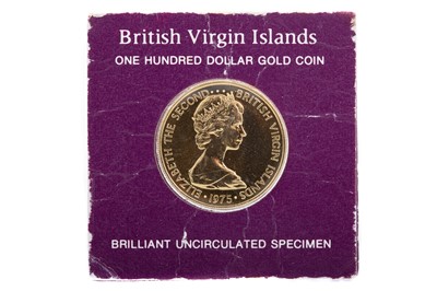 Lot 35 - A FINE GOLD BRITISH VIRGIN ISLANDS ONE HUNDRED DOLLAR COIN DATED 1975