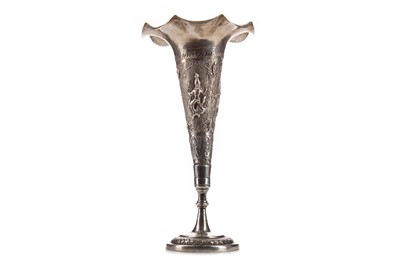 Lot 407 - AN INDIAN WHITE METAL TRUMPET VASE