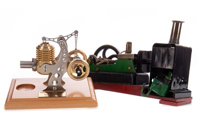 Lot 974 - A SCRATCH BUILT STATIONARY LIVE STEAM ENGINE, ALONG WITH ANOTHER MODEL