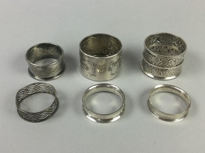 Lot 73 - A LOT OF SIX SILVER NAPKIN RINGS
