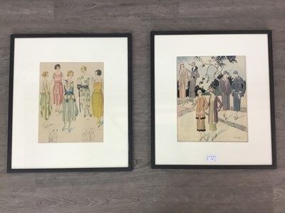 Lot 79 - A PAIR OF ITALIAN FASHION PLATE PRINTS AFTER 'TOSCA'