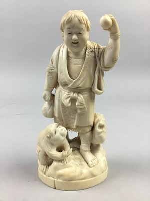 Lot 326 - A JAPANESE IVORY OKIMONO