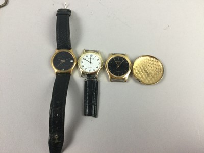 Lot 89 - A PLATED FOB WATCH AND THREE WRIST WATCHES