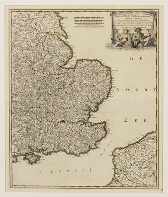 Lot 32 - A LATE 17TH / EARLY 18TH CENTURY DUTCH MAP OF SOUTHEAST ENGLAND BY DE WITT, AND ANOTHER BY SANSON