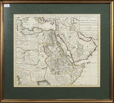 Lot AN EARLY 18TH CENTURY FRENCH MAP OF EGYPT, NUBIA & ABYSSINIA