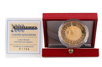 Lot 52 - THE 2000 UNITED KINGDOM GOLD PROOF FIVE POUND CROWN