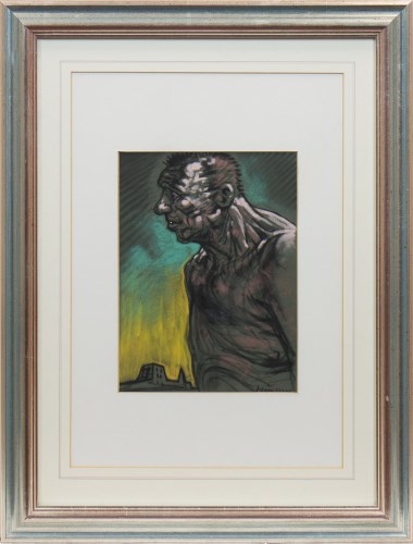 Lot 132 - * PETER HOWSON OBE, TRONGATE DOSSER pastel on...