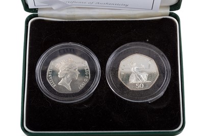 Lot 67 - THE 1997 UNITED KINGDOM SILVER PROOF FIFTY PENCE TWO-COIN SET