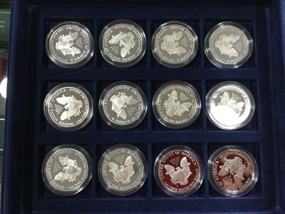 Lot 71 - THE 1996-1997 UNITED STATES OF AMERICA SILVER PROOF TWELVE-COIN ONE DOLLAR SET