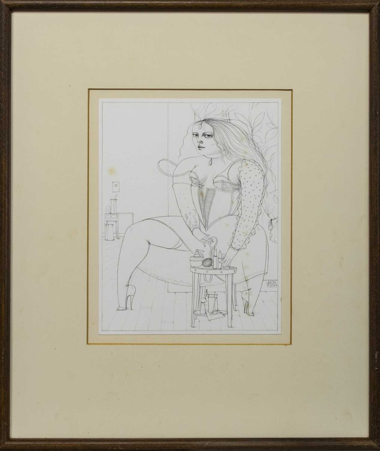 Lot 13 - SKETCH FOR GIRL WITH SYPHON, A PENCIL BY JAMES MCNAUGHT