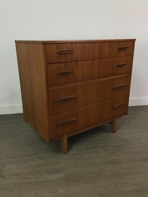 Lot 411 - A 1960s TEAK CHEST OF FOUR DRAWERS