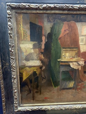 Lot 5 - INTERIOR OF AN ARTIST'S STUDIO, AN OIL BY SIR JAMES GUTHRIE