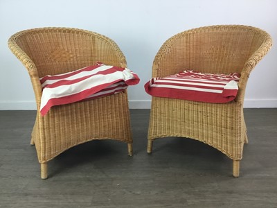 Lot 297 - A PAIR OF WICKER TUB CHAIRS AND ANOTHER PAIR