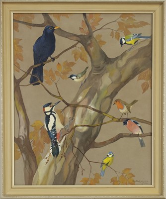 Lot 297 - GATHERING AT THE TREE, A WATERCOLOUR BY RALSTON GUDGEON