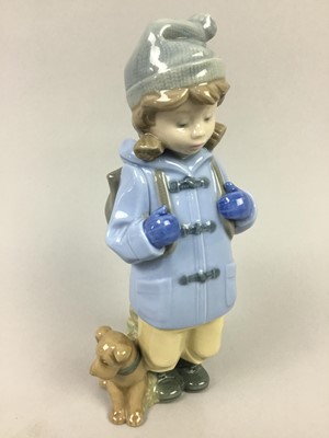 Lot 322 - A NAO FIGURE GROUP OF A GIRL AND DOG ALONG WITH OTHER FIGURES