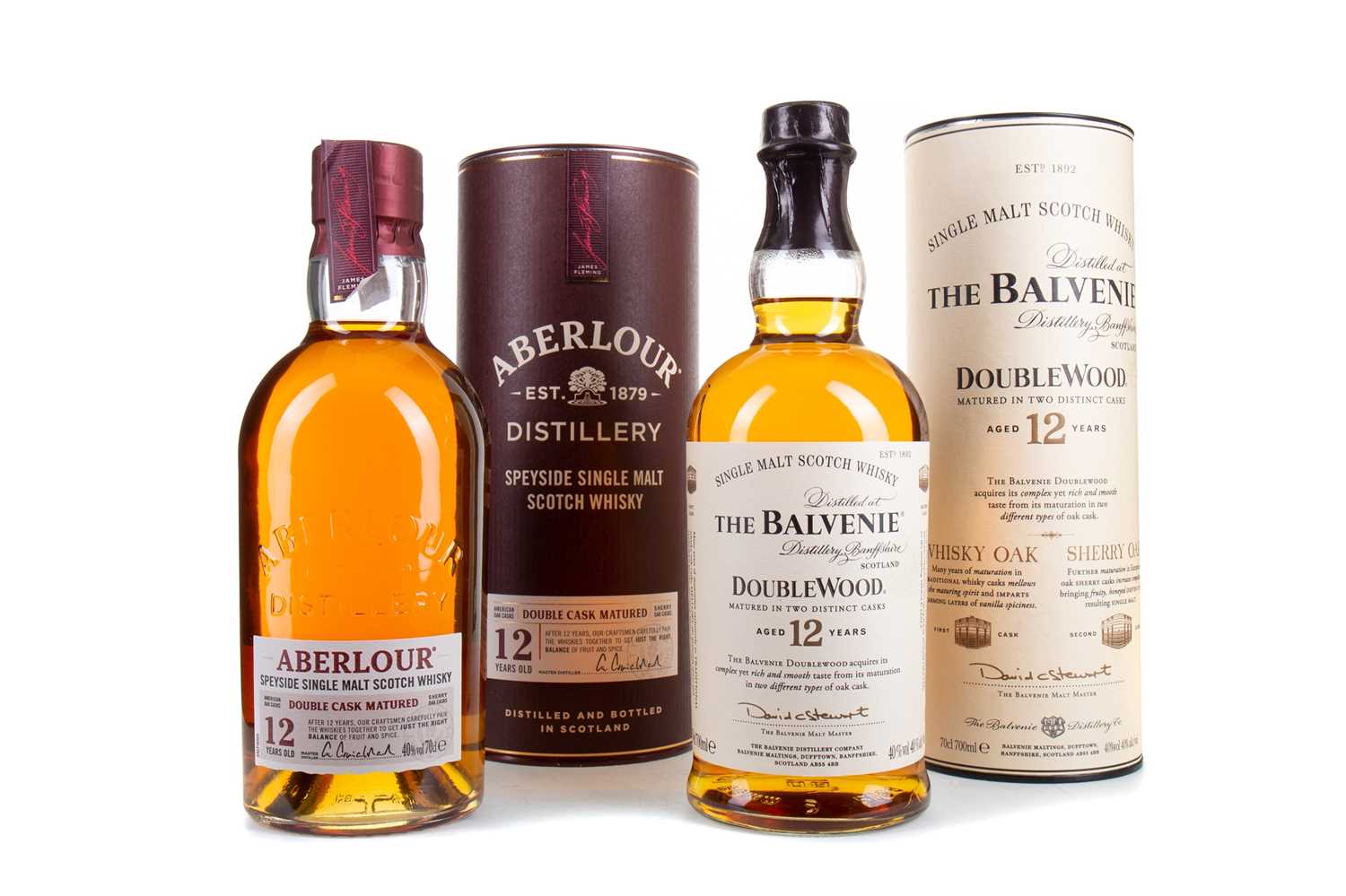 Lot 45 - ABERLOUR 12 YEAR OLD AND BALVENIE 12 YEAR OLD DOUBLEWOOD