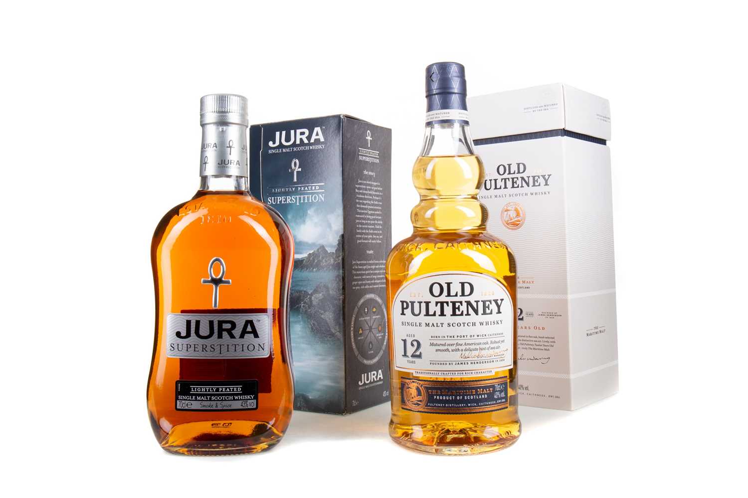 Lot 52 - OLD PULTENEY 12 YEAR OLD AND JURA SUPERSTITION