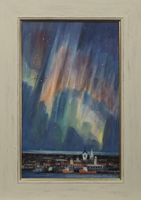Lot 23 - NORTHERN LIGHTS OVER THE OIL CITY, AN OIL BY ERIC AULD
