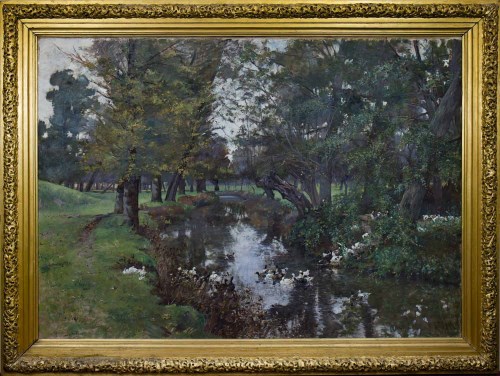 Lot 69 - AUGUSTE DURST (FRENCH 1842 - 1930), DUCKS AT...
